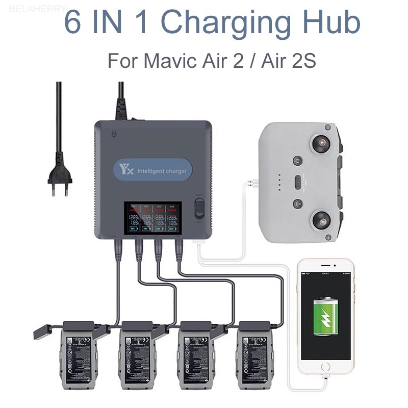Drone Charging Hub - 6 in 1 dijital ekran pil